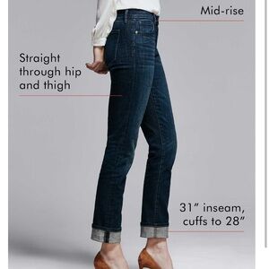 Banana Republic Girlfriend Dark Wash Jeans Cuffed